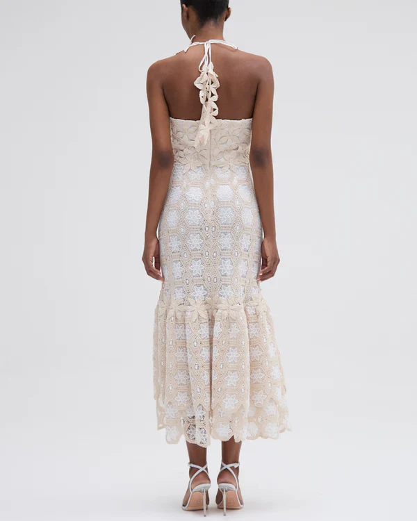 Vestido Midi De Crochet Natural - Image 4